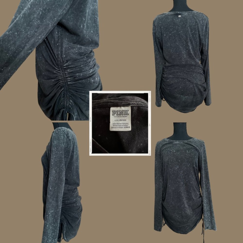 VS Heather Gray Long-Sleeved Scrunch Mini-Dress